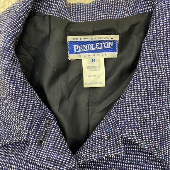 Pendleton Classic Womens Suit Jacket Blazer Blue Wool Blend Fully Lined Size 14 - Picture 7 of 8